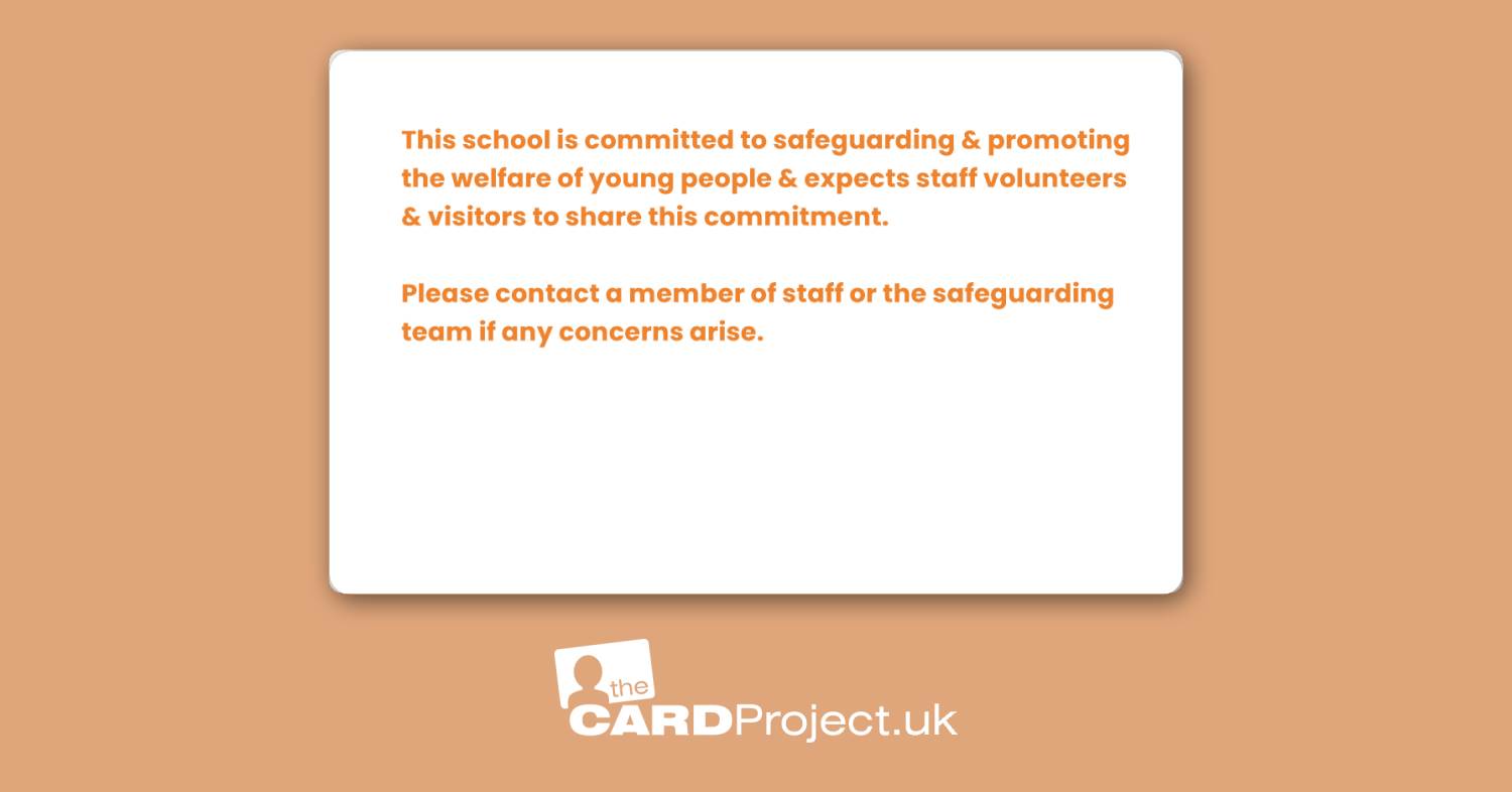 Secondary School Student Orange Block Visitor Card (REAR)